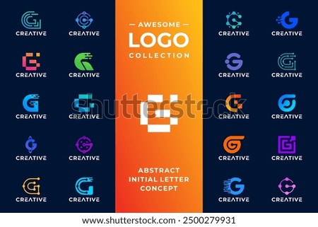 Mega logo collections of letter G tech logo design