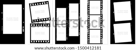 Set of Social stories filmstrips templates. Film frame background with space for your text or image. Trendy editable camera roll effect design. Lifestyle concept. Vector illustration