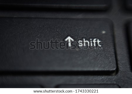 closeup of a laptop shift key with shallow depth of field, shift key  Foto stock © 