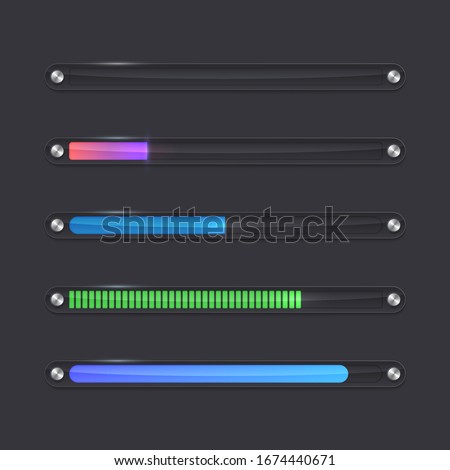 Set of glass loading bar bolted. Isolated vector illustration