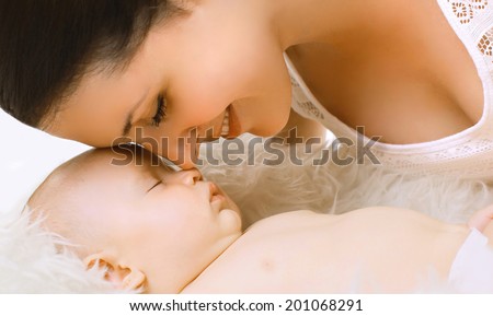 Sensual tender mom and sleep baby