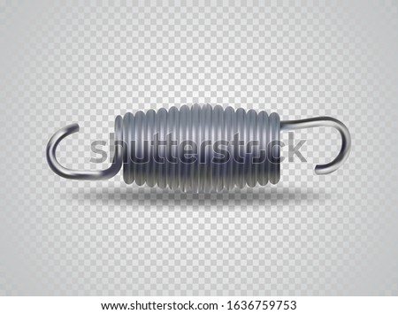 Metal Spring. Realistic Steel Object. Flexible Spiral Wire For Mechanisms, Machine Industry, Windup Toys And Music Boxes. Elastic Coil Icon Isolated On Transparent Background. Vector Illustration.