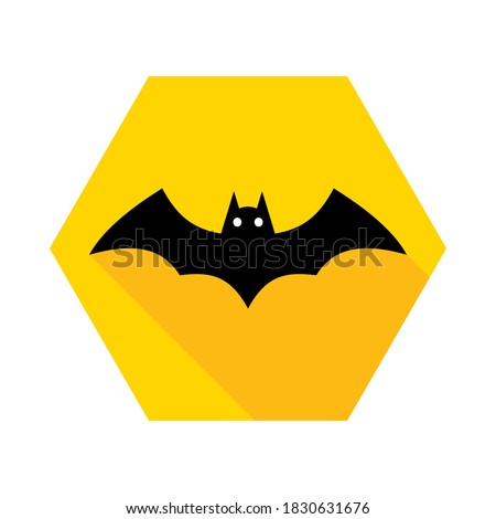 Halloween bat icon with glowing eyes, Halloween holiday. Isolated icon. Flat style vector illustration.