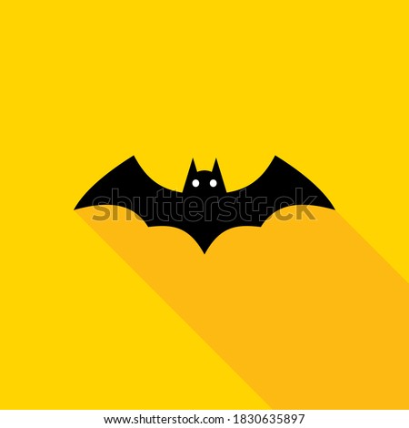 Halloween bat icon with glowing eyes, Halloween holiday. Isolated icon. Flat style vector illustration.