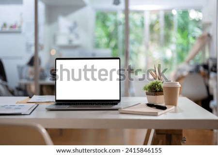 Image, Stock Photo Modern creative home workspace with computer