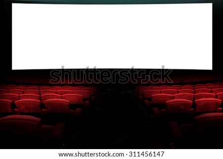auditorium with line of red chairs
