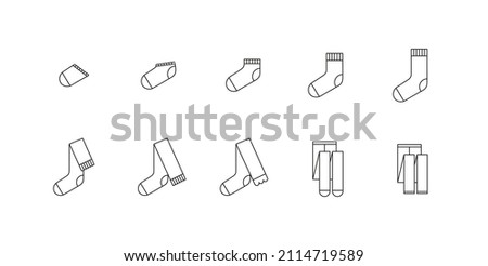 Set of icons with different types of socks, stockings, leggings and tights. Can be used in web, typographic and package design. Underwear and clothes concept. 