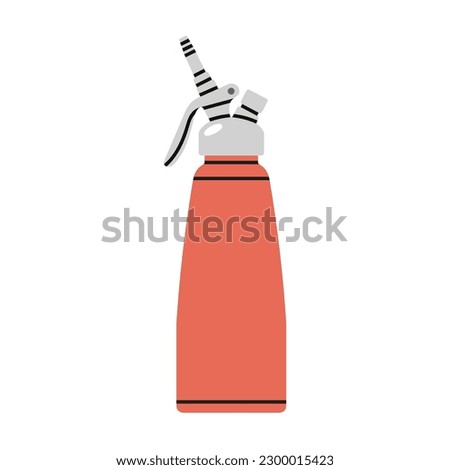 Poster with a soda siphon - bartender tool for cooking. Hand drawn vector illustration isolated on white background. Icon. Cocktail shaker bar equipment. Party concept.