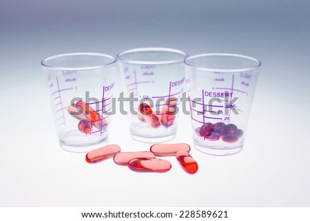 Pills in a cup of glass