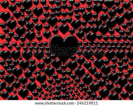 Black heart on red background