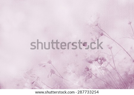 Cosmos flower on burlap textured background,pastel style