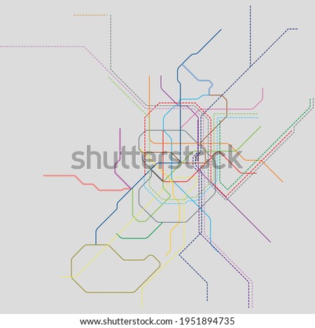 Madrid Metro and Cercanias line. Road engineering. Exact lines. Metro stops