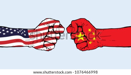 Conflict between USA and China illustration vector