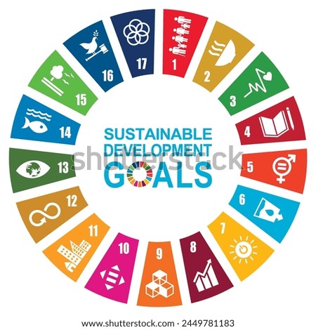 Goals for addressing poverty worldwide and realizing sustainable development. SDGs illustration vector