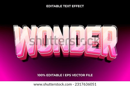 wonder 3d text effect and editable text, template 3d style use for pink tittle