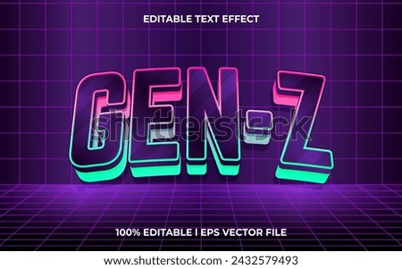 3d gen Z logo style editable vector text effect