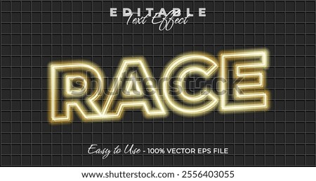 Race text effect, glow neon graphic style, light editable text