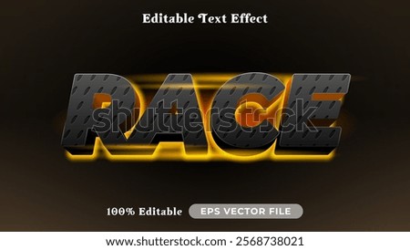 Race editable text style effect, Glow 3D text style theme.