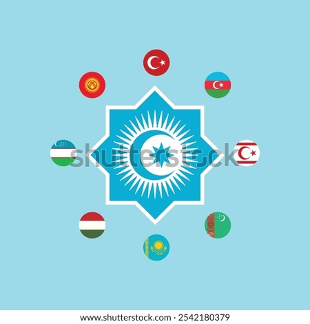 Türk Devletleri Teşkilatı ve Türk Konseyi Bayrağı, yeni logo. Translation: Organization of Turkish States and Flag of the Turkic Council new logo