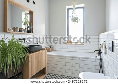 Image, Stock Photo Interior of bathroom with sink and mirror