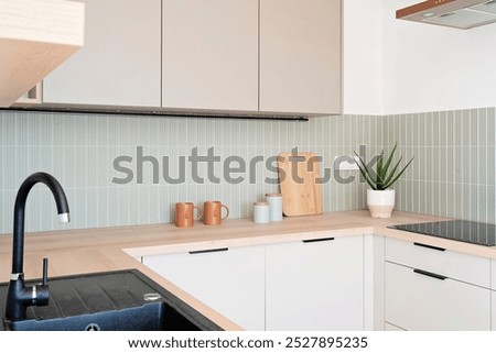 Similar – Image, Stock Photo Interior of modern white kitchen