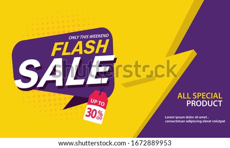 Only Weekend Special Flash Sale banner. Flash Sale discount up to 30% off. Vector illustration. - Vector