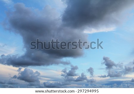 Natural background of blue sky and many clouds