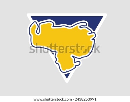  Venezuela logo with a tail on it in front of an outline of the country of Venezuela