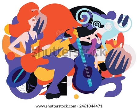 Art posters for the exhibition of painting, sculpture and music. Vector illustration of abstract background, roman column, greek sculpture, chess horse pattern for decoration paint