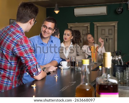 Friends in caffe restaurant
