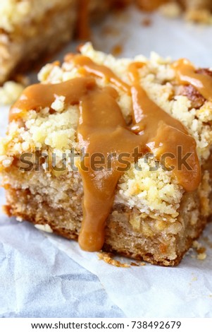 Similar – Image, Stock Photo Apple pie with caramel.  Thanksgiving dessert top view