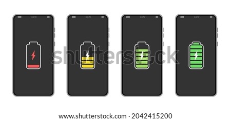 Mobile Phone - Set with Battery levels Icons