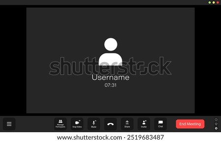 A user is experiencing connection issues during a virtual meeting, shown by the loading interface and placeholder for the participant's video.