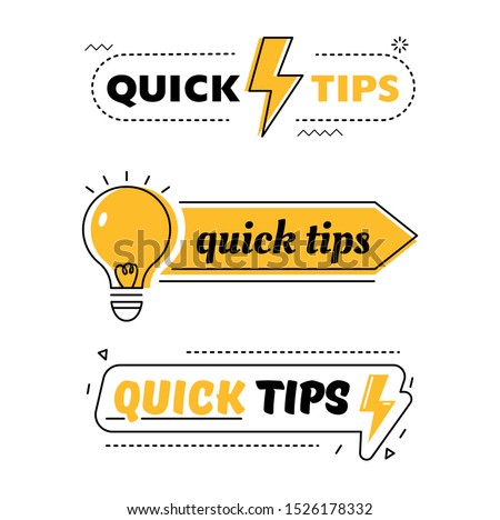 Set of Quick Tips, Helpful Tricks, Tooltip Hint for Website. Abstract Banners with Useful Information, Online Support Icons of Solution, Idea or Advice with Light Bulb. Flat Vector Illustration