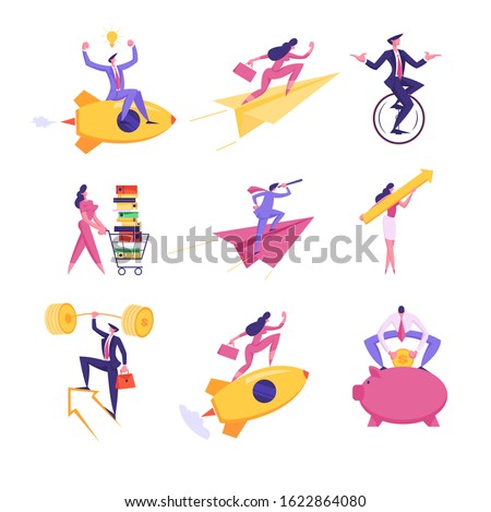 Similar – Image, Stock Photo Woman with bicycle seeks way on smartphone