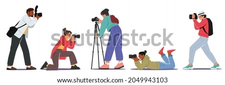 Similar – Image, Stock Photo Male tourist taking photo of nature on camera