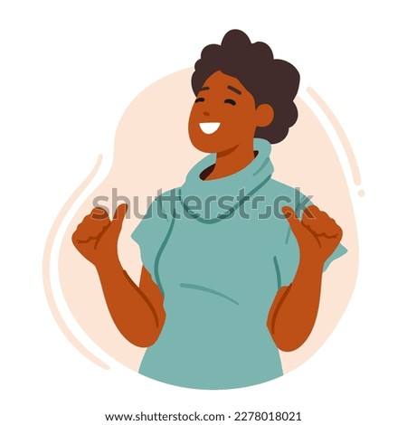Confident Female Character Pointing Towards Herself, Indicating A Sense Of Self-belief And Positivity. Self-assurance, Pride, Self-help Or Inspirational Concept. Cartoon People Vector Illustration