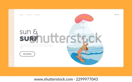 Similar – Image, Stock Photo Female kite surfer riding on board in sea