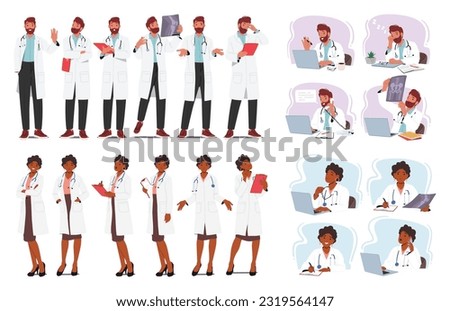 Medical Professionals Male And Female Characters Providing Expert Care, Diagnosis, And Treatment To Patients. Dedicated Medics Promoting Health And Saving Lives. Cartoon People Vector Illustration