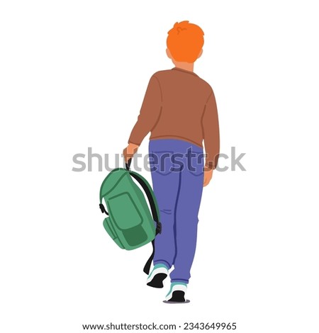 Similar – Image, Stock Photo Rear view child walking with bucket through fields