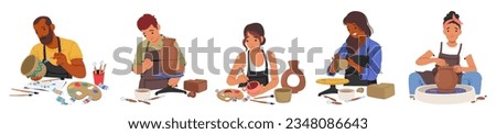 Similar – Image, Stock Photo Female ceramist making clay bowl in studio