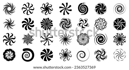 Mesmerizing Set Of Black Spirals Isolated on White Background. Their Inky Tendrils Coiling And Intertwining, Evoking A Sense Of Mysterious Allure And Hypnotic Fascination. Vector Illustration, Icons