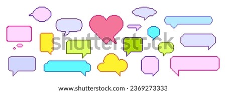 Vibrant Pixel Speech Bubble Set Featuring An Array Of Colorful, Retro-inspired Think or Speak Clouds For Adding A Playful Touch To Your Digital Conversations And Designs. Cartoon Vector Illustration