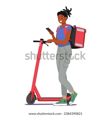 Similar – Image, Stock Photo Electric scooter with shopping bags and woman in background.