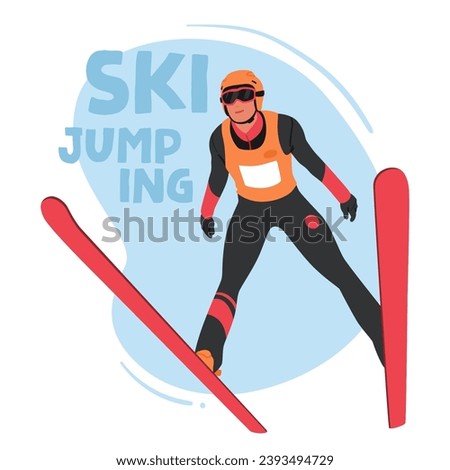 Ski Jumping Combines Athleticism And Artistry In A Breathtaking Display Of Winter Sports Prowess. Skier Character Launch Off Snow-covered Ramps, Soaring Through The Wintry Air With Skill And Precision