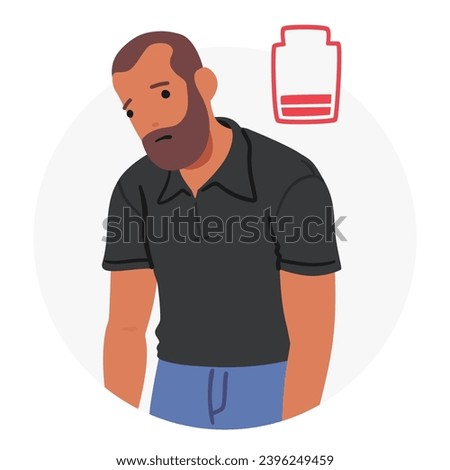 Pale, Sweating Man Exhibits Classic Weakness And Fatigue, a Poignant Scene Signaling A Potential Heart Attack with Male Character, Moment Of Urgent Medical Concern. Cartoon People Vector Illustration