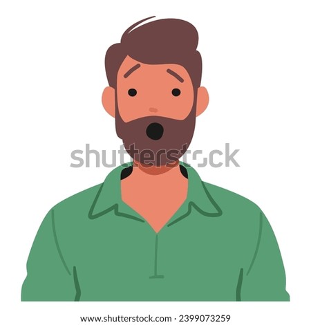Wide-eyed, Jaw Dropped, And Brows Raised Man Face Reflects Sheer Astonishment. Character Features Convey A Perfect Blend Of Surprise And Disbelief, Capturing The Essence Of Shock. Vector Illustration