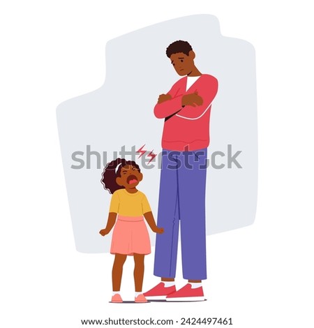 Piercing Cries Echo As A Hysterical Child Throws A Tantrum. Father Character, Worn And Sorrowful, Watches Helplessly, Heart Heavy With The Weight Of A Saddened Soul. Cartoon People Vector Illustration