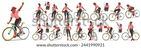 Similar – Image, Stock Photo Female cyclist in helmet practicing on training track