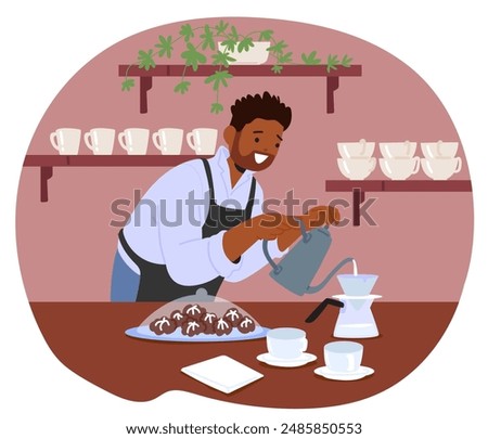 Similar – Image, Stock Photo man pours pastis with water from a carafe